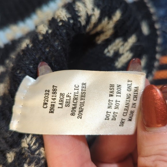 TCEC Multicolor Geometric Sweater Southwestern Cascade Cardigan Sz L - Picture 8 of 9